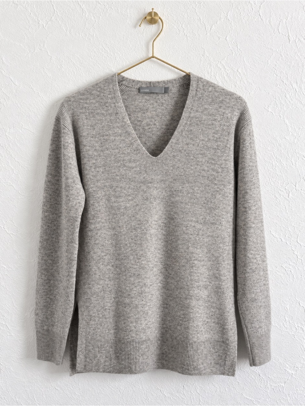 VINCE WOOL CASHMERE GRAY V NECK SWEATER SZ XS